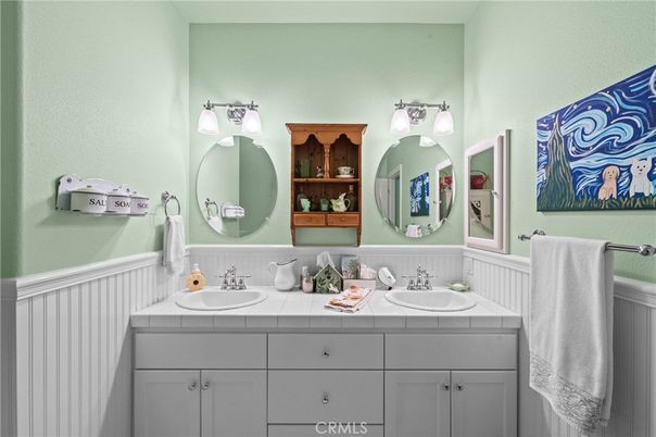 Bathroom, Dual Sink Vanities, Interior, Tile Countertops