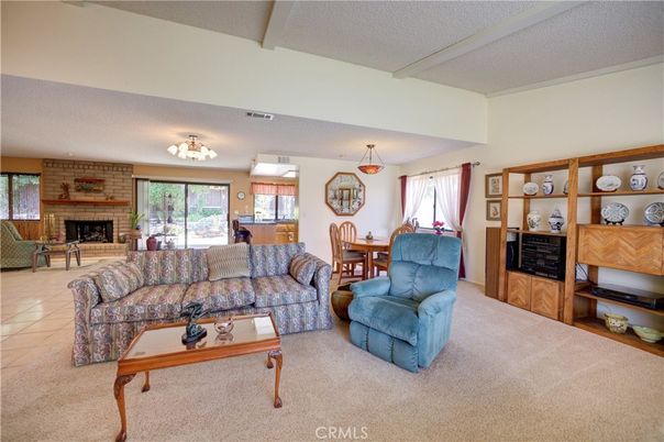 Dining room, Fireplace, Interior, Living room, Stone Walls