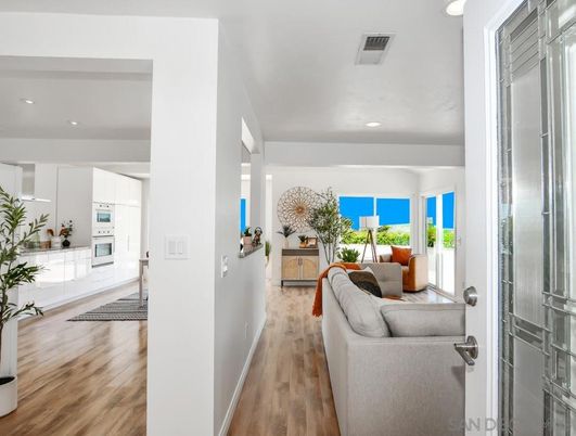 Interior, Kitchen, Living room, Recessed Lighting, Wood Texture Flooring