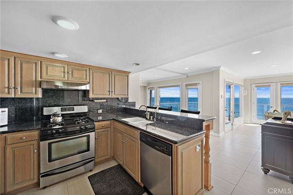 Interior, Kitchen, Recessed Lighting, Stainless Steel Appliances, Water