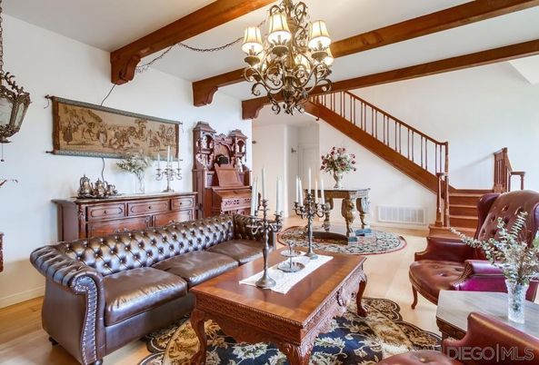 Chandelier, Interior, Living room, Wooden Beams, Wood Texture Flooring
