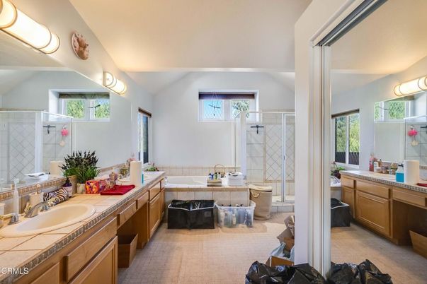 Bathroom, Dual Sink Vanities, Glass Shower, Interior, Tile Countertops