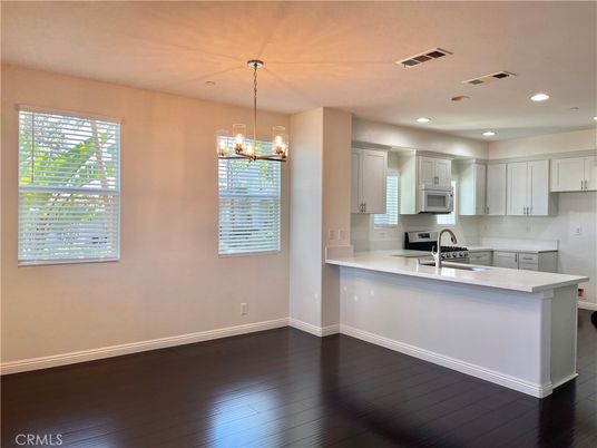 Interior, Kitchen, Pendant Lights, Recessed Lighting, Wood Texture Flooring