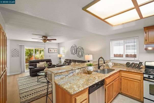 Interior, Kitchen, Living room, Stainless Steel Appliances, Wood Texture Flooring