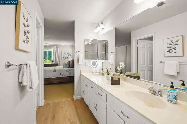 Bathroom, Bedroom, Dual Sink Vanities, Interior, Wood Texture Flooring