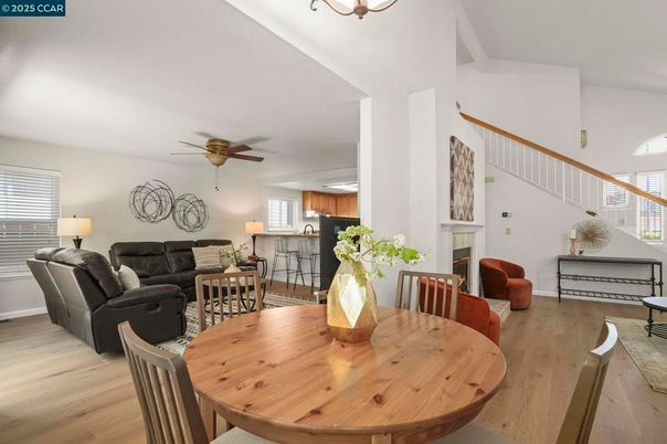 Dining room, Fireplace, Interior, Living room, Piano, Wood Texture Flooring