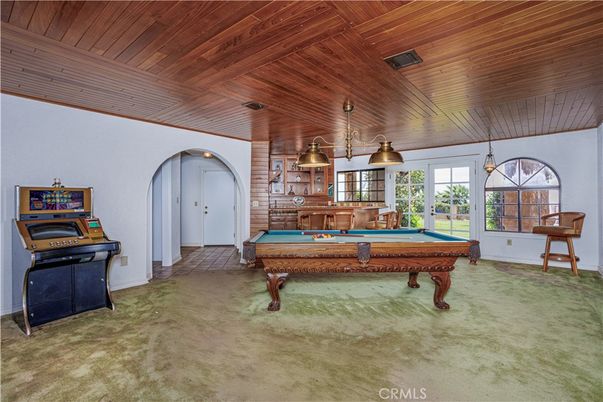 Billiard Table, Game Room, Interior, Pendant Lights, Wooden Ceilings