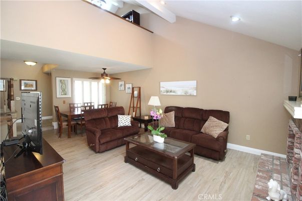 Dining room, Interior, Living room, Recessed Lighting, Wood Texture Flooring