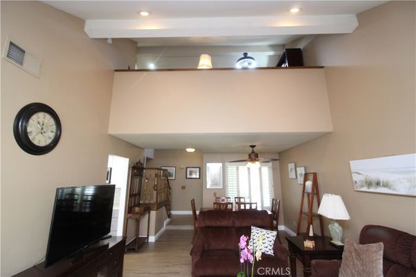 Dining room, Interior, Living room, Recessed Lighting, Wood Texture Flooring