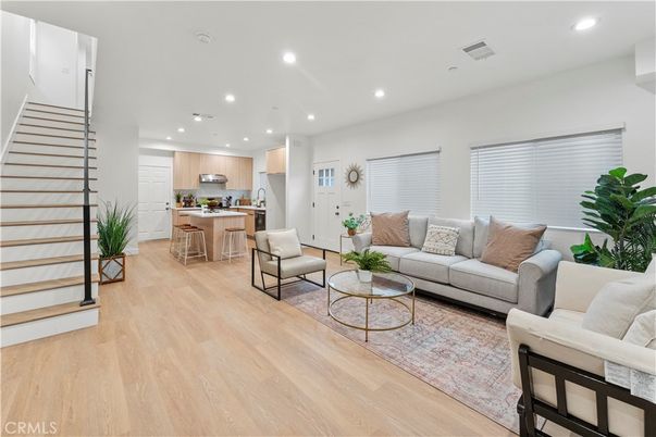 Interior, Kitchen, Living room, Recessed Lighting, Wood Texture Flooring