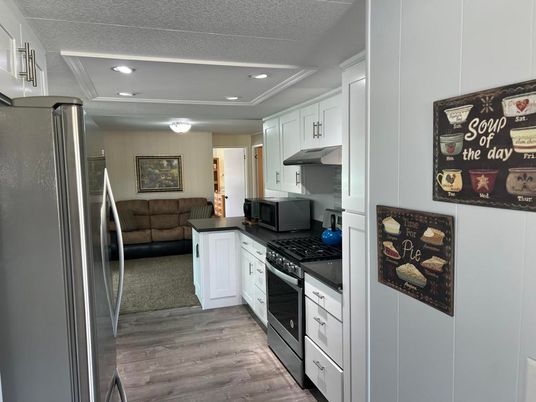 Interior, Kitchen, Recessed Lighting, Wood Texture Flooring