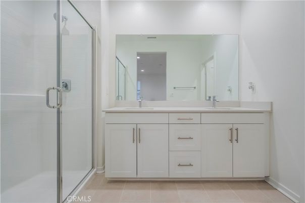 Bathroom, Dual Sink Vanities, Glass Shower, Interior, Recessed Lighting