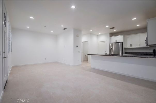 Empty room, Interior, Kitchen, Recessed Lighting, Stainless Steel Appliances