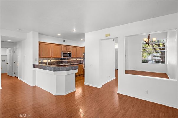 Chandelier, Interior, Kitchen, Recessed Lighting, Wood Texture Flooring