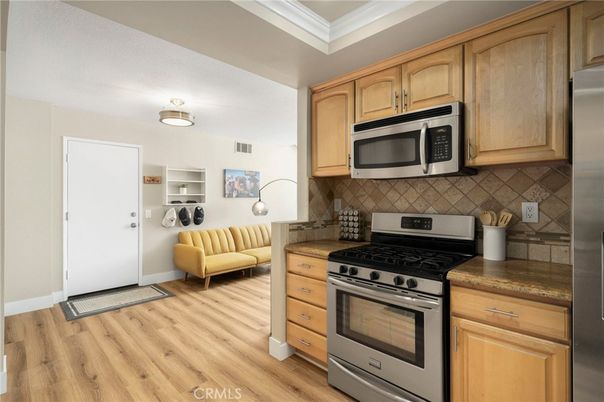 Interior, Kitchen, Stainless Steel Appliances, Wood Texture Flooring