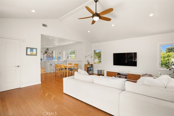 Dining room, Interior, Kitchen, Living room, Recessed Lighting, Wood Texture Flooring