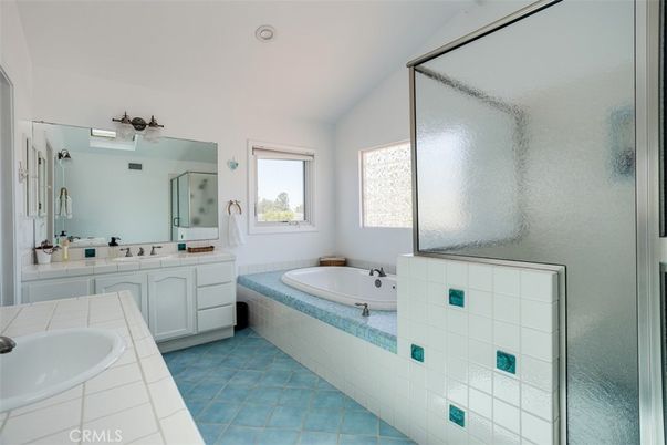 Bathroom, Dual Sink Vanities, Glass Shower, Interior, Tile Countertops