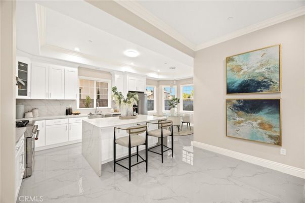 Interior, Kitchen, Marble, Recessed Lighting, Stainless Steel Appliances