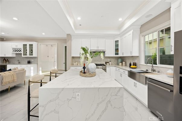 Interior, Kitchen, Marble, Recessed Lighting, Stainless Steel Appliances