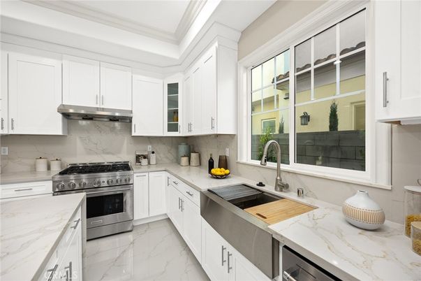 Interior, Kitchen, Marble, Marble Walls, Stainless Steel Appliances