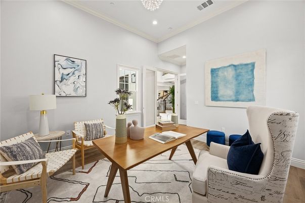 Home Office, Interior, Recessed Lighting, Wood Texture Flooring
