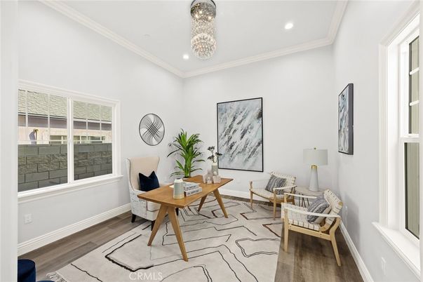 Home Office, Interior, Pendant Lights, Recessed Lighting, Wood Texture Flooring
