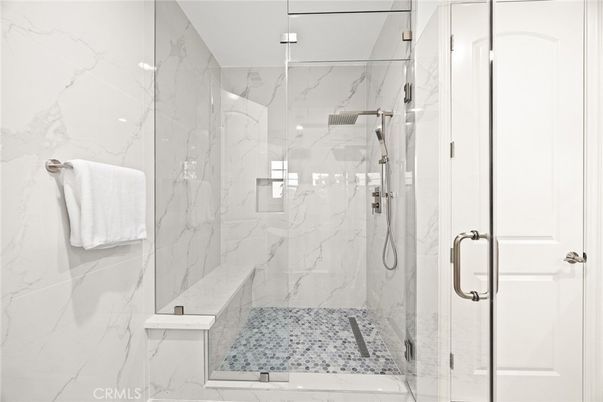 Bathroom, Glass Shower, Interior, Marble Walls