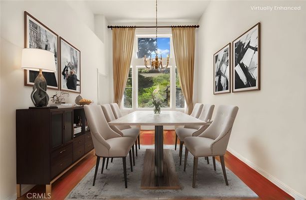 Chandelier, Dining room, Interior, Pendant Lights, Wood Texture Flooring