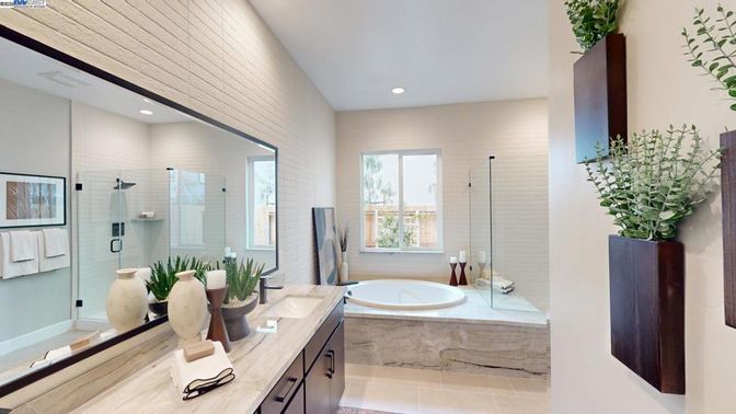 Bathroom, Glass Shower, Interior, Recessed Lighting