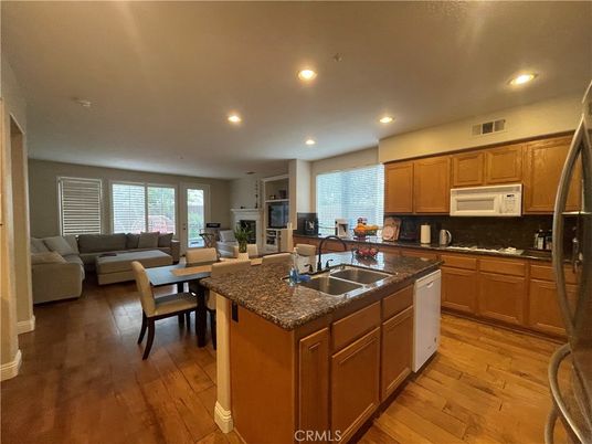 Dining room, Interior, Kitchen, Living room, Recessed Lighting, Wood Texture Flooring