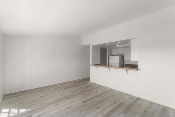 Empty room, Interior, Kitchen, Recessed Lighting, Wood Texture Flooring