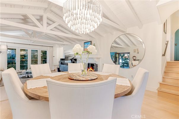 Chandelier, Dining room, Fireplace, Interior, Living room, Wood Texture Flooring