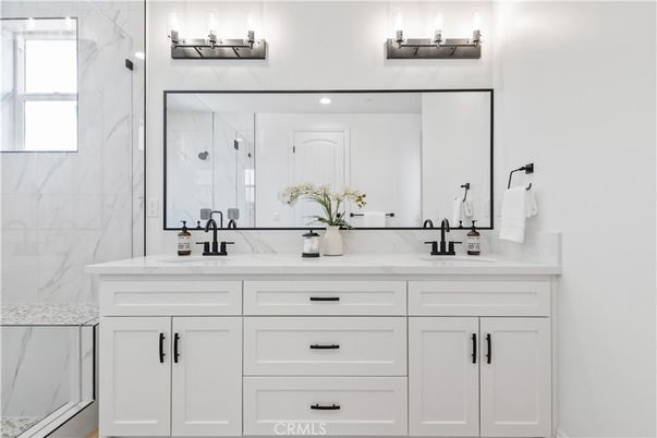 Bathroom, Dual Sink Vanities, Interior, Marble Walls