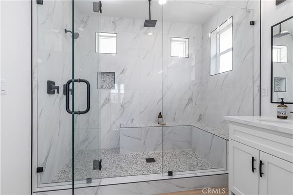 Bathroom, Glass Shower, Interior, Marble Walls