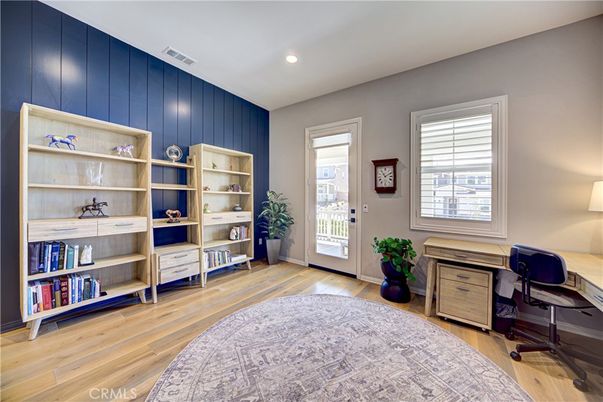 Home Office, Interior, Recessed Lighting, Wood Texture Flooring