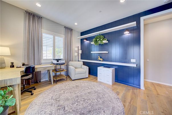 Home Office, Interior, Recessed Lighting, Wood Texture Flooring