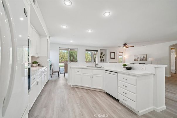 Interior, Kitchen, Recessed Lighting, Wood Texture Flooring