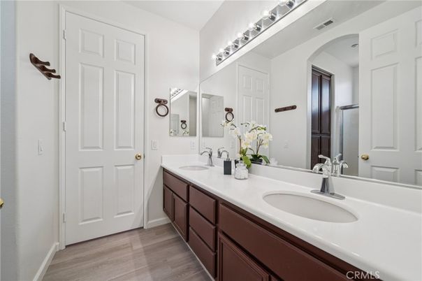Bathroom, Dual Sink Vanities, Interior, Wood Texture Flooring
