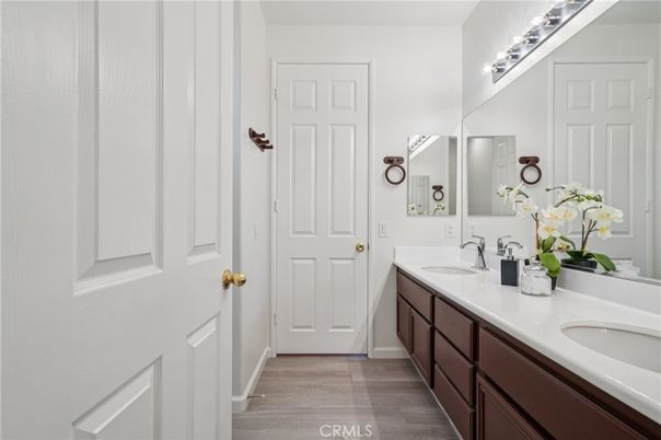 Bathroom, Dual Sink Vanities, Interior, Wood Texture Flooring