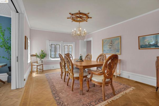 Chandelier, Dining room, Interior, Wood Texture Flooring