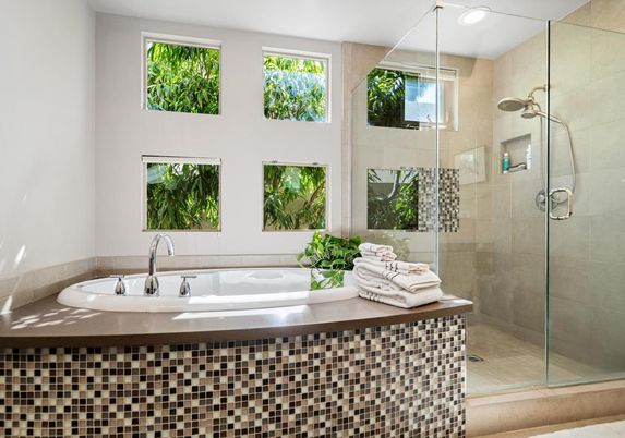 Bathroom, Glass Shower, Interior, Recessed Lighting