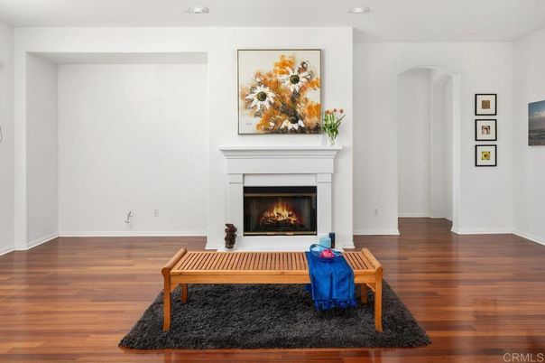 Fireplace, Interior, Recessed Lighting, Wood Texture Flooring