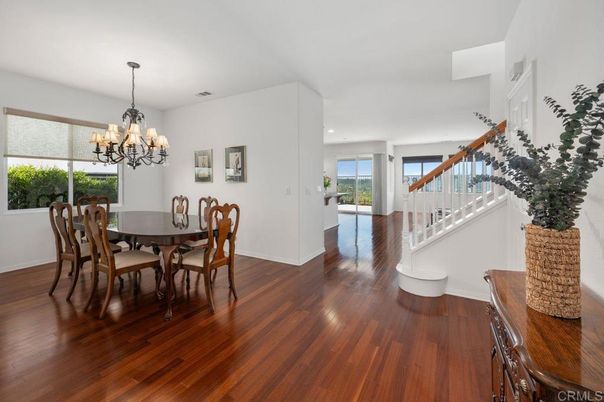 Chandelier, Dining room, Interior, Recessed Lighting, Wood Texture Flooring