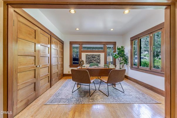 Home Office, Interior, Recessed Lighting, Wood Texture Flooring