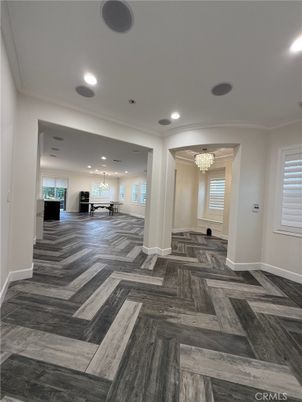 Chandelier, Interior, Recessed Lighting, Wood Texture Flooring