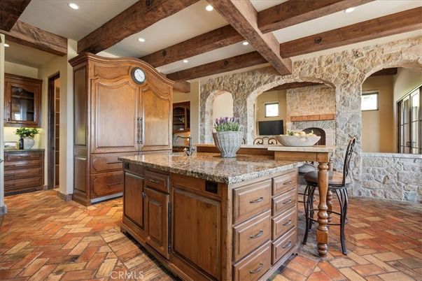 Interior, Recessed Lighting, Stone Walls, Wooden Beams
