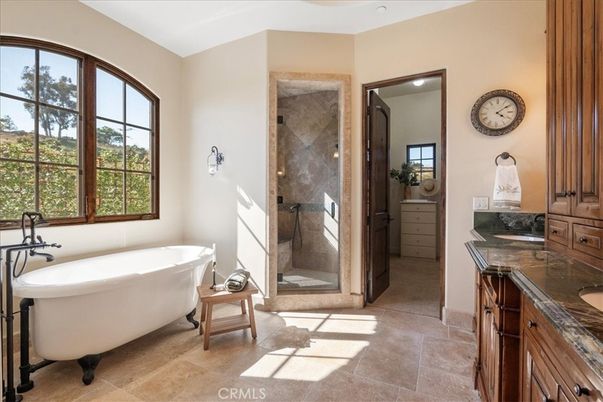 Bathroom, Dual Sink Vanities, Free Standing Baths, Glass Shower, Interior
