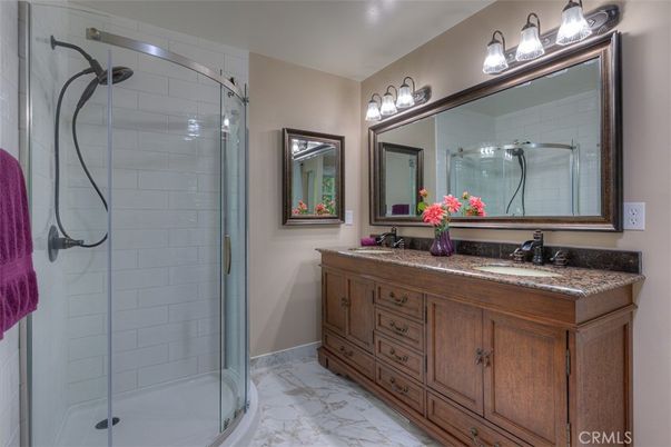 Bathroom, Dual Sink Vanities, Glass Shower, Interior, Marble