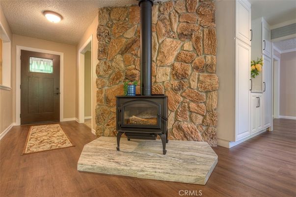 Fireplace, Interior, Stone Walls, Wood Texture Flooring