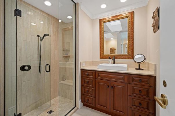 Bathroom, Glass Shower, Interior, Recessed Lighting